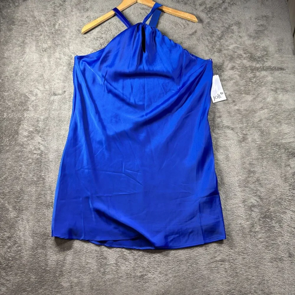 Jolt Women NEW Satin Mini Halter Dress Party Holiday Club Rave Blue Size XL J143 - Picture 4 of 13